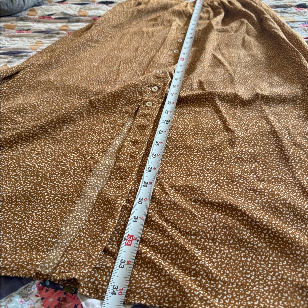 Vintage Tan Maxi Skirt with Button Accents - Picture 2 of 3